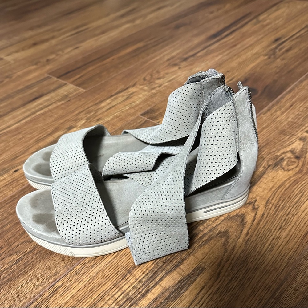 Eileen Fisher Sport Platform Sandal Gray Perforated